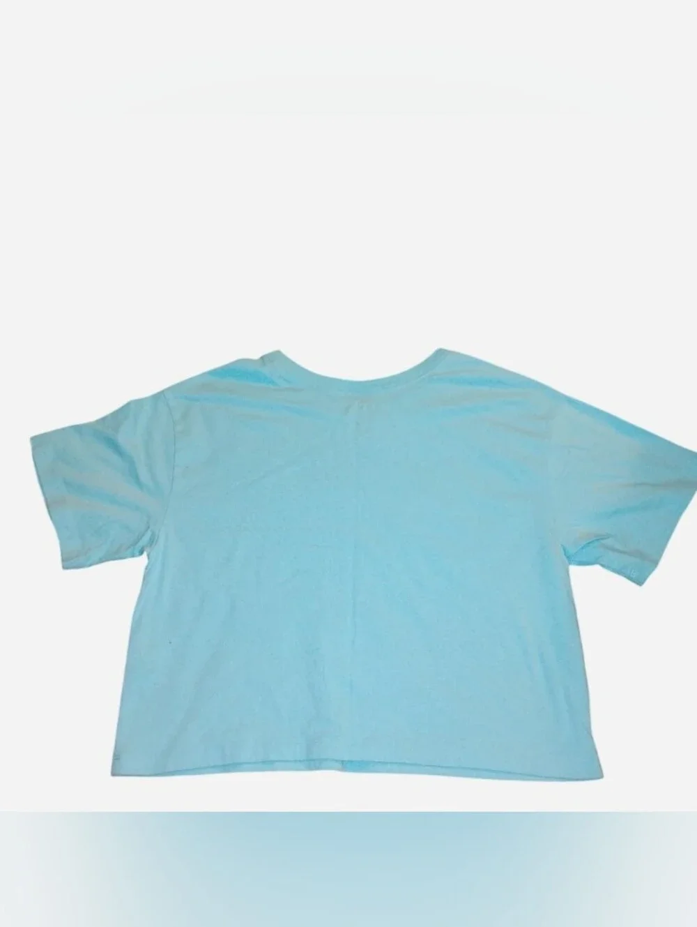 Champion Women’s Aqua Blue Cropped Graphic T-Shirt Logo Size Medium - Picture 6 of 6